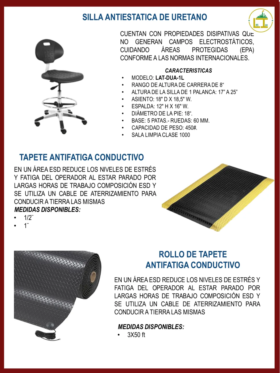 Página 15 del catálogo donde aparece Rollo de tapete antifatiga conductivo