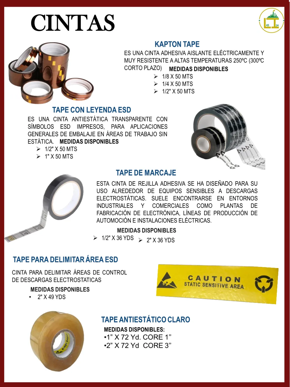 Página 17 del catálogo donde aparece Kapton tape