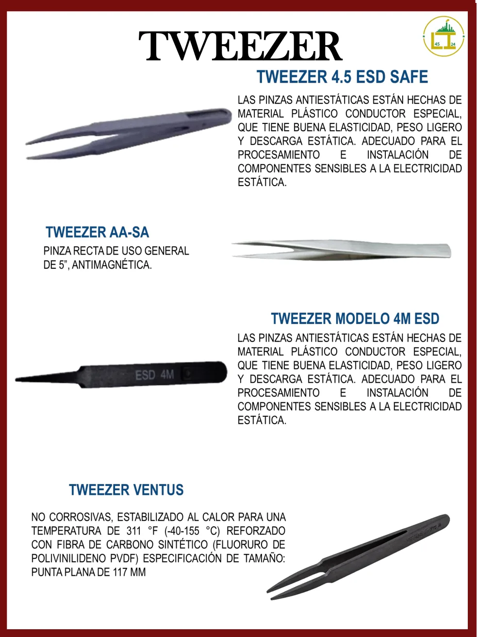 Página 21 del catálogo donde aparece Tweezer AA-SA