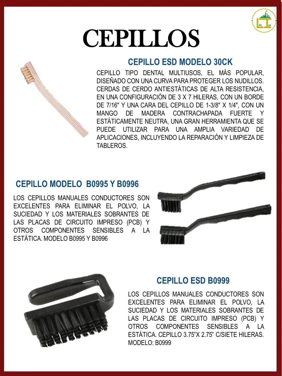 Página 23 del catálogo donde aparece Cepillo ESD modelo 30CK