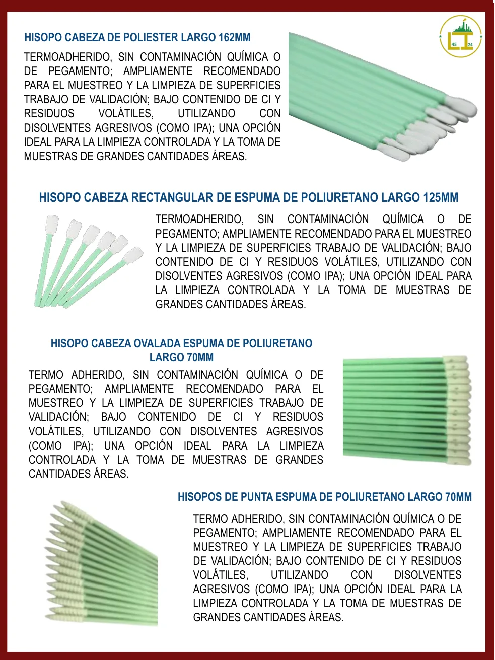 Página 34 del catálogo donde aparece Hisopo ovalado de espuma 70 mm