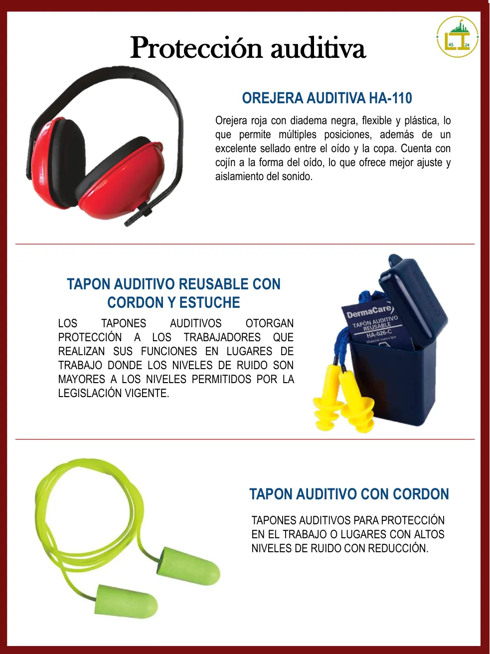 Página 55 del catálogo donde aparece Orejera auditiva HA-110