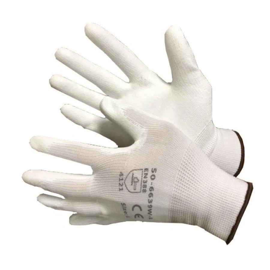 Guante de nylon con poliuretano blanco