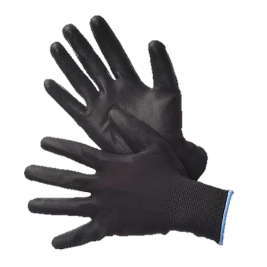 Guante de nylon con poliuretano negro